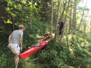 A shorter kayak would have been easier to carry in the woods.